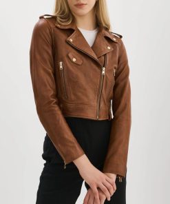 Women's Leather Crop Biker Jacket