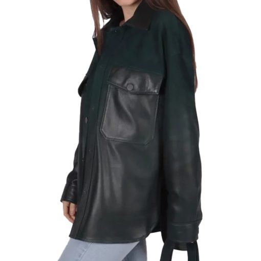 Linetti Women's Green Suede Leather Jacket - Image 3