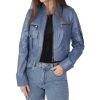 Women's Blue Leather Biker Jacket