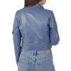 Women's Blue Leather Biker Jacket