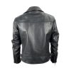 Men Black Leather Harrington Jacket
