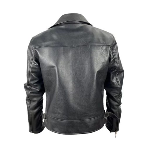 Men Black Leather Harrington Jacket