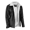 Men Black Leather Sherpa Jacket