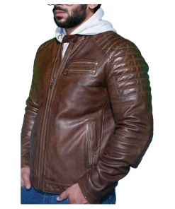 Men Bomber Brown Leather Jacket