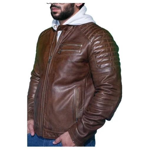 Men Bomber Brown Leather Jacket