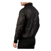 Men Bomia Ma-1 Distressed Black Leather Bomber Jacket
