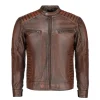 Men Brown Leather Biker Jacket