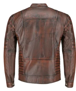 Men Brown Leather Biker Jacket 2