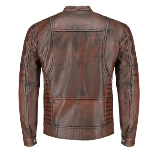 Men Brown Leather Biker Jacket 2