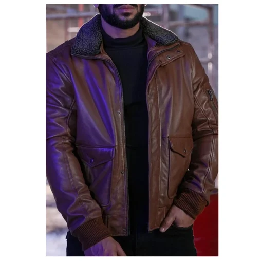 Men's Vintage Brown Leather Flight Jacket - Image 2