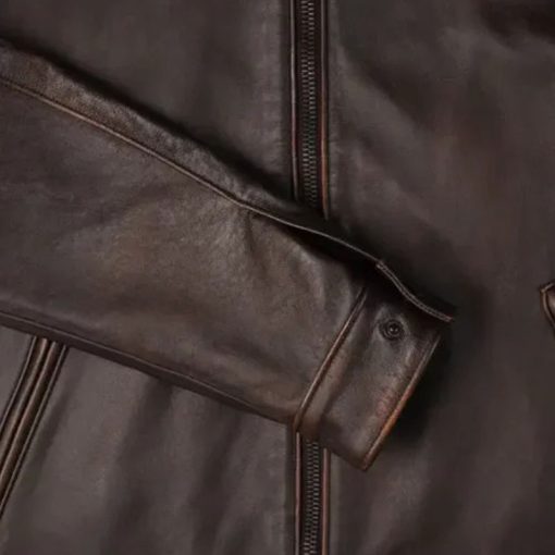 Men’s Brown Leather Roadster Biker Jacket - Image 4