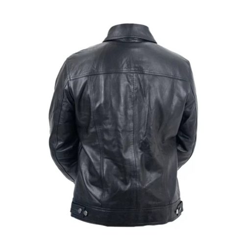 Men's Genuine Leather Trucker Jacket - Image 2