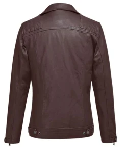Men Ironwood Burgundy Biker Leather Jacket