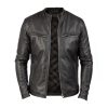 Men Ionic Quilted Leather Biker Jacket
