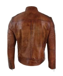 Men Quilted Distressed Brown Jacket