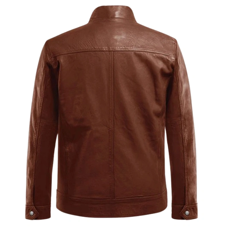 Men's Thunderstorm Tan Biker Leather Jacket - Image 2