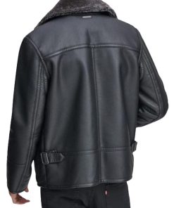 Men’s Black Leather Fur Jacket
