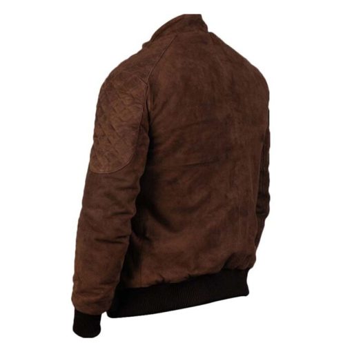 Men's Bomber Dark Brown Suede Jacket - Image 2