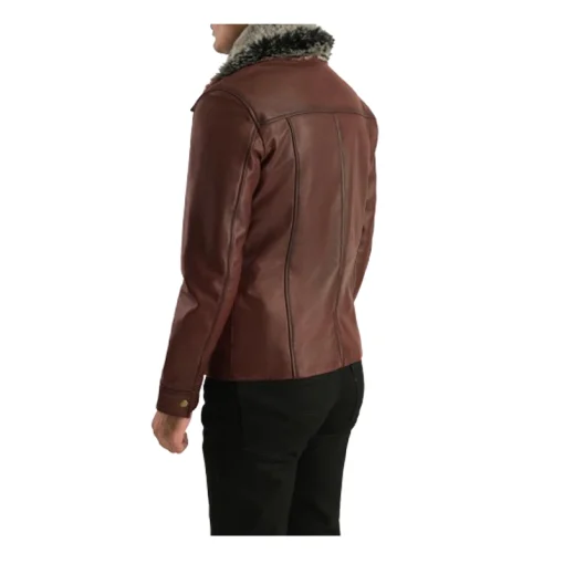 Men's Distressed Brown Leather Jacket - Image 2