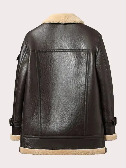 Mens Brown Sheepskin Shearling Long Jacket - Image 2