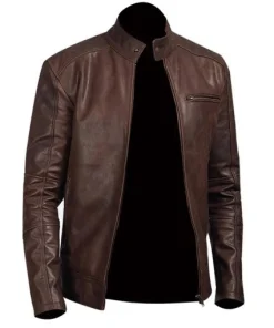Mens-Cafe-Racer-Chocolate-Brown-Leather-Jacket