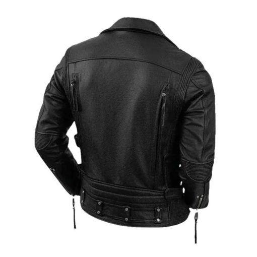 Men Cowhide Leather Motorcycle Jacket