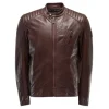 Mens-Dark-Brown-Cafe-Racer-Padded-Leather-Jacket-