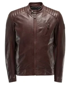 Mens-Dark-Brown-Cafe-Racer-Padded-Leather-Jacket-