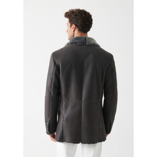 Men's Grey Shearling Coat