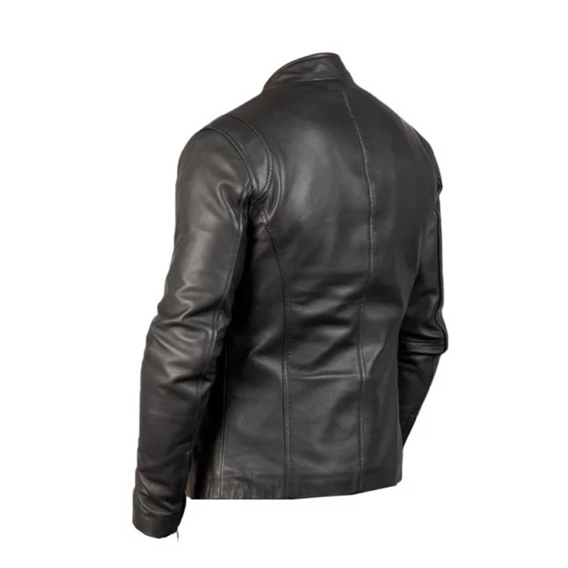 Men Ionic Quilted Leather Biker Jacket
