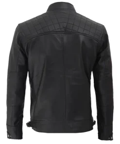 Mens-Quilted-Shoulder-Black-Jacket-