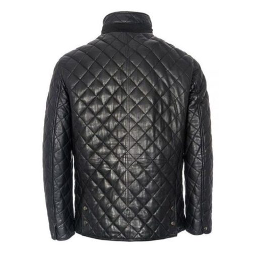 Men’s Quilted Black Cafe Racer Leather Jacket - Image 3