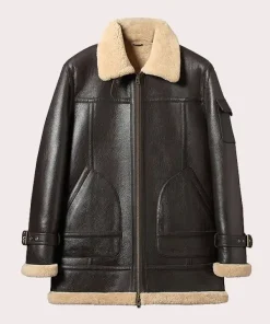 Mens-Sheepskin-Brown-Long-Shearling-Leather-Jacket