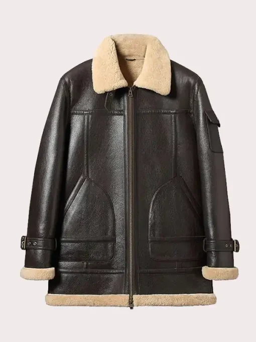 Mens-Sheepskin-Brown-Long-Shearling-Leather-Jacket
