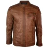 Mens-Slimfit-Brown-Cafe-Racer-Padded-Leather- jacket
