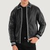 Cooper Black Leather Varsity Jacket