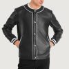 Willis Black Leather Varsity Jacket