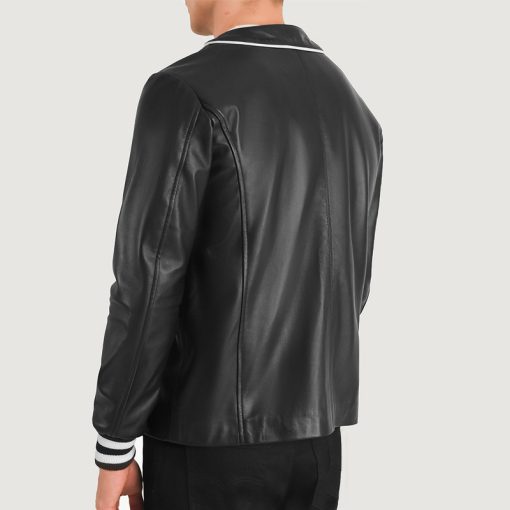 Willis Black Leather Varsity Jacket - Image 6