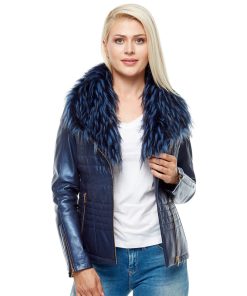 Women’s Real Leather Moto Removeable fur Jacket