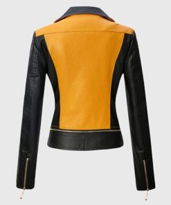 Sophia Yellow Double Rider Biker Leather Jacket
