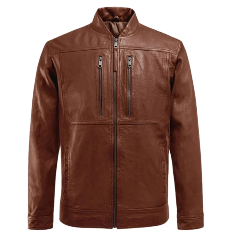Thunder Storm Tan Biker Leather Jacket