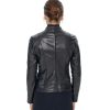 Women’s Real Black Leather Cafe Racer Jacket