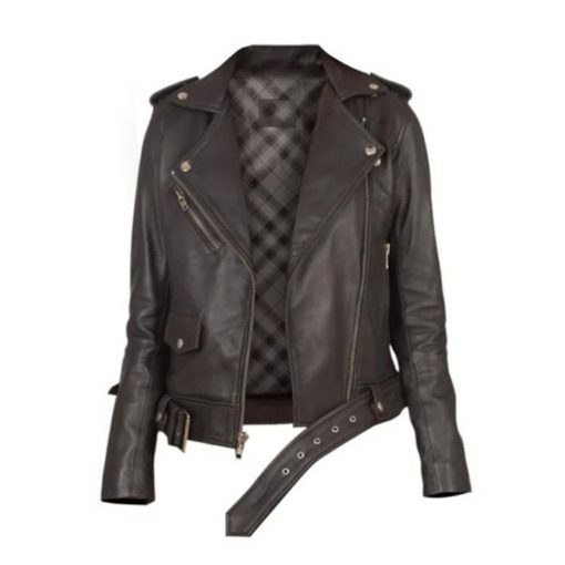 Women's Alison Brown Biker Jacket - Image 3