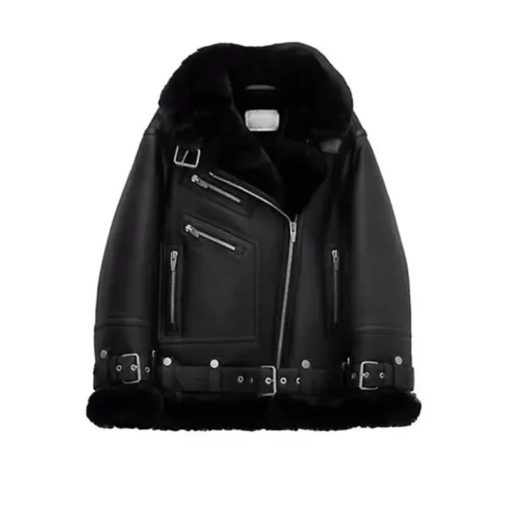 Women Moto Shearling Jacket