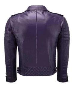 Women Purple Leather Quilted Jacket