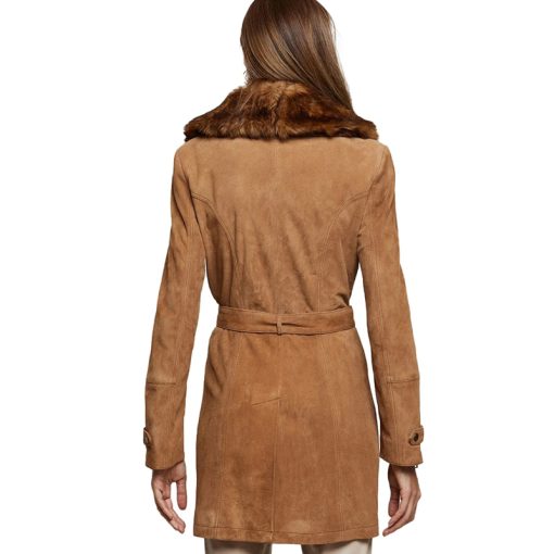 Women’s Real Brown Leather Suede Coat