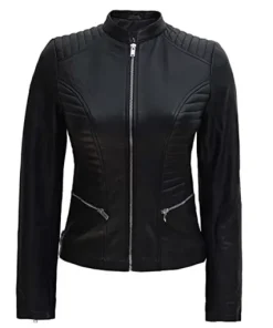 Womens-Black-Padded-Cafe-Racer-Leather-Jacket