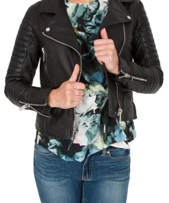 Womens-Brando-Style-Leather-Motorcycle-Jacket-Black