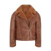 Women’s Brown Cracked Shearling Jacket