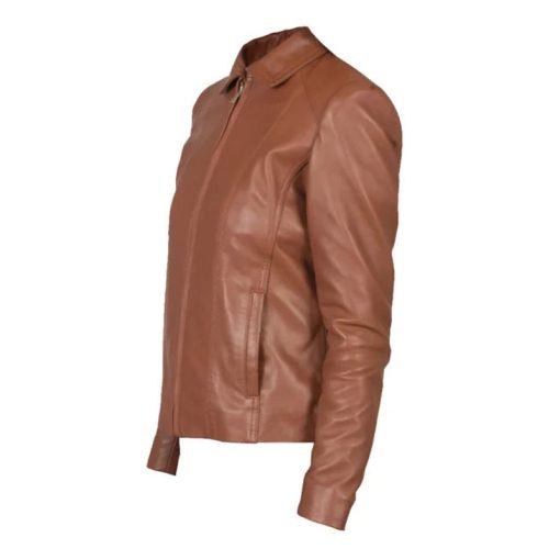 Women's Colette Brown Sheepskin Leather Jacket - Image 3